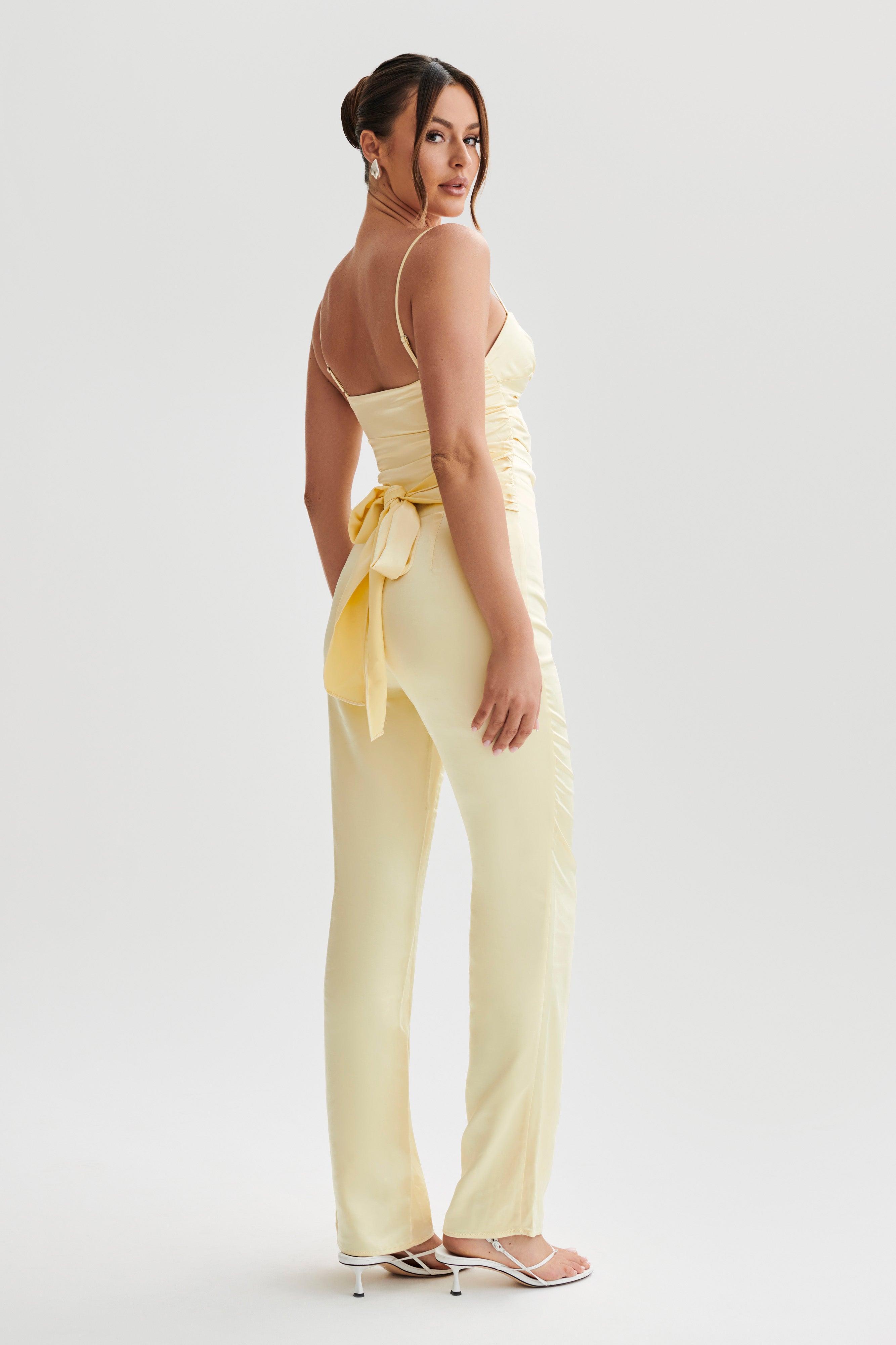 Elina Twist Satin Jumpsuit - Butter Product Image