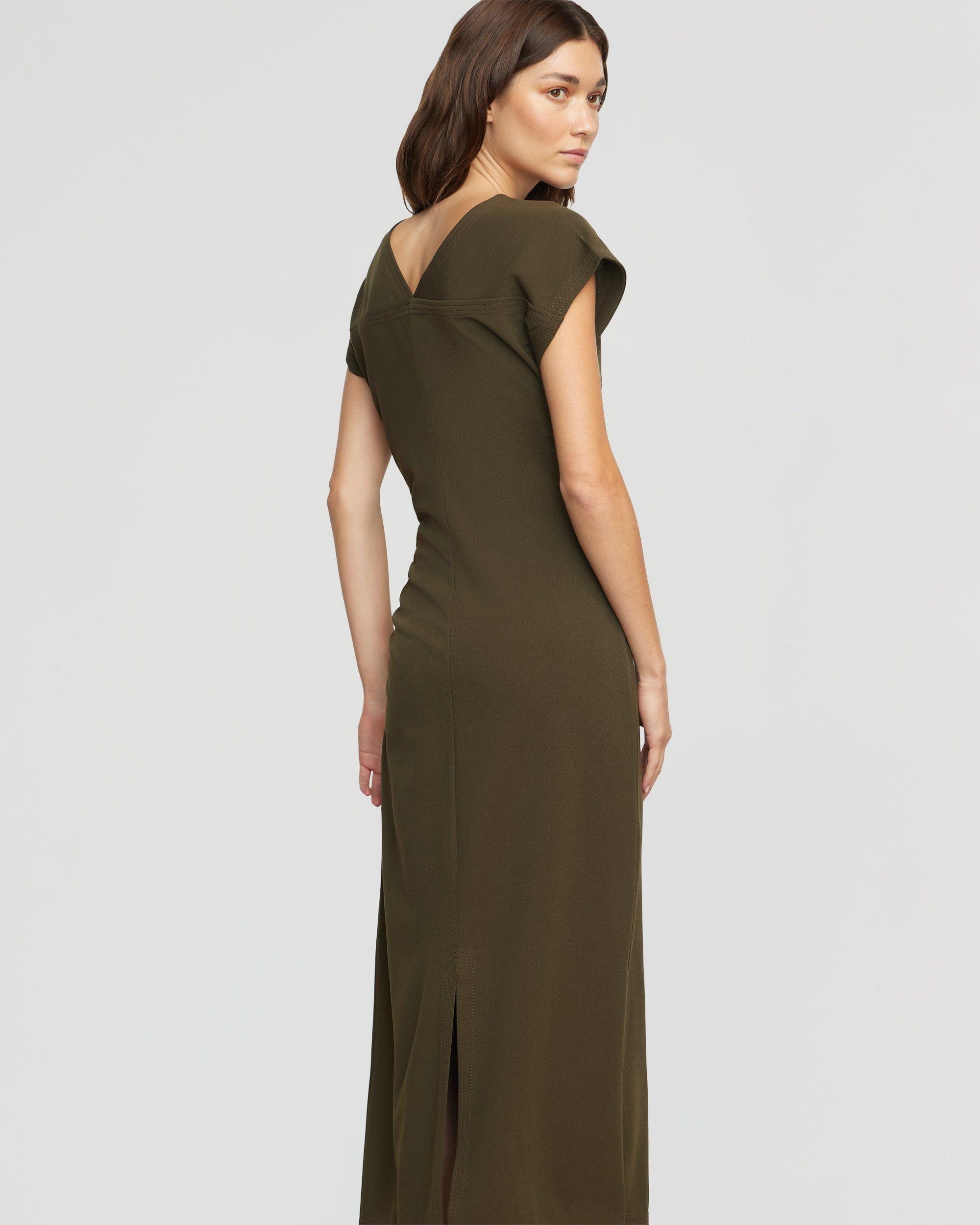 Vela Contrast-Stitch Ruched-Waist Dress (Petite) Product Image