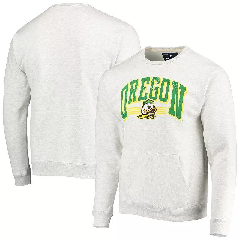 Mens League Collegiate Wear Heathered Gray Oregon Ducks Upperclassman Pocket Pullover Sweatshirt Product Image