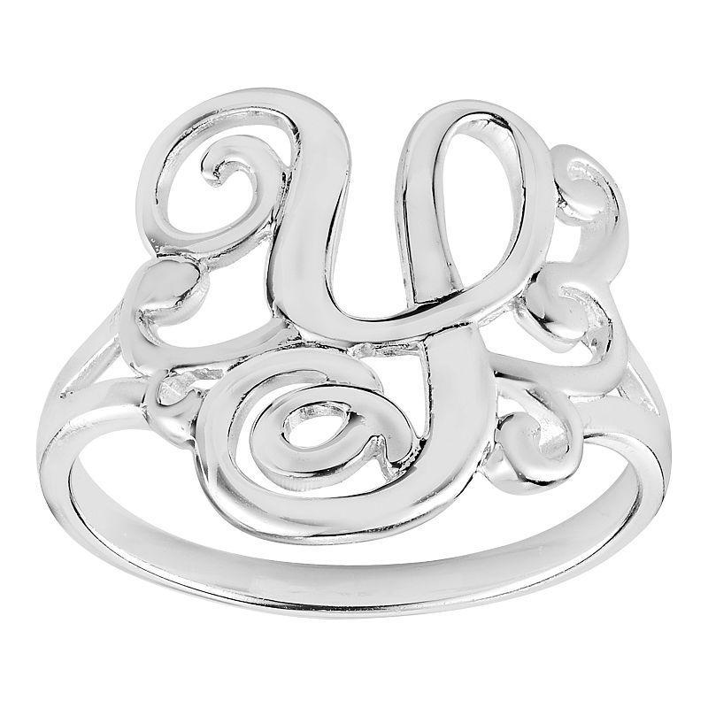 Womens PRIMROSE Sterling silver polished monogram initial B band ring size 7., Womens Grey Product Image