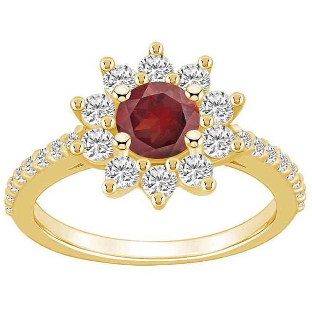 Alyson Layne 14k Gold Garnet & 3/4 Carat T.W. Diamond Halo Ring, Womens Red Product Image