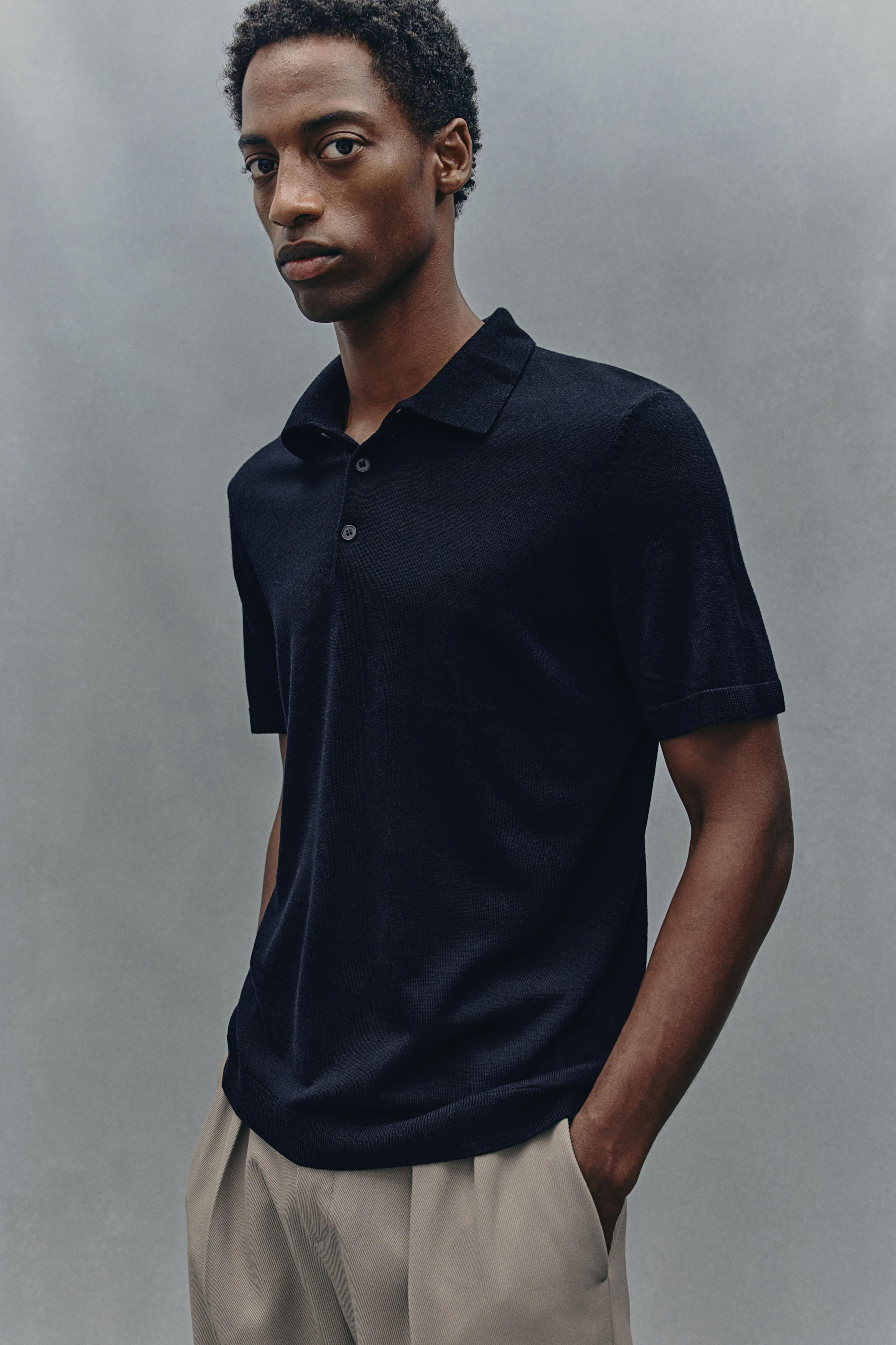 Slim Fit Wool Polo Shirt Product Image