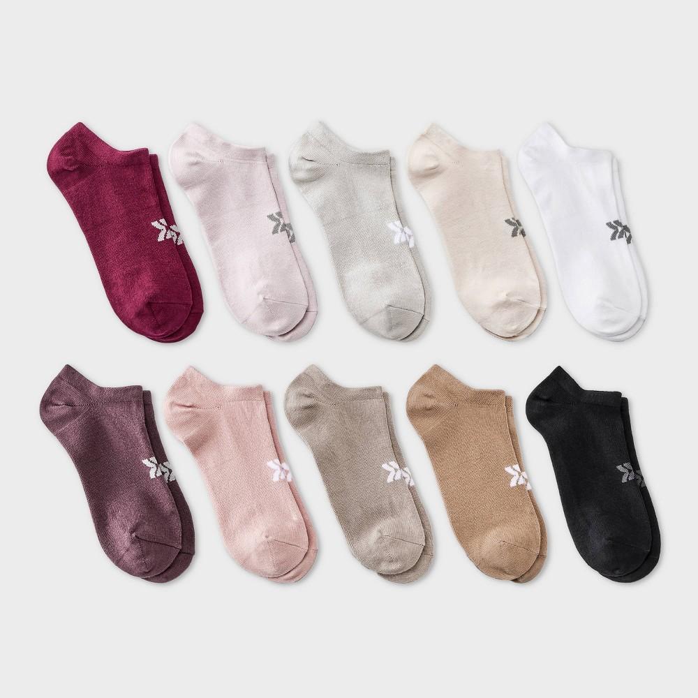 Womens Lightweight Everyday 10pk No Show Socks - All In Motion Assorted Color 4-10 Product Image