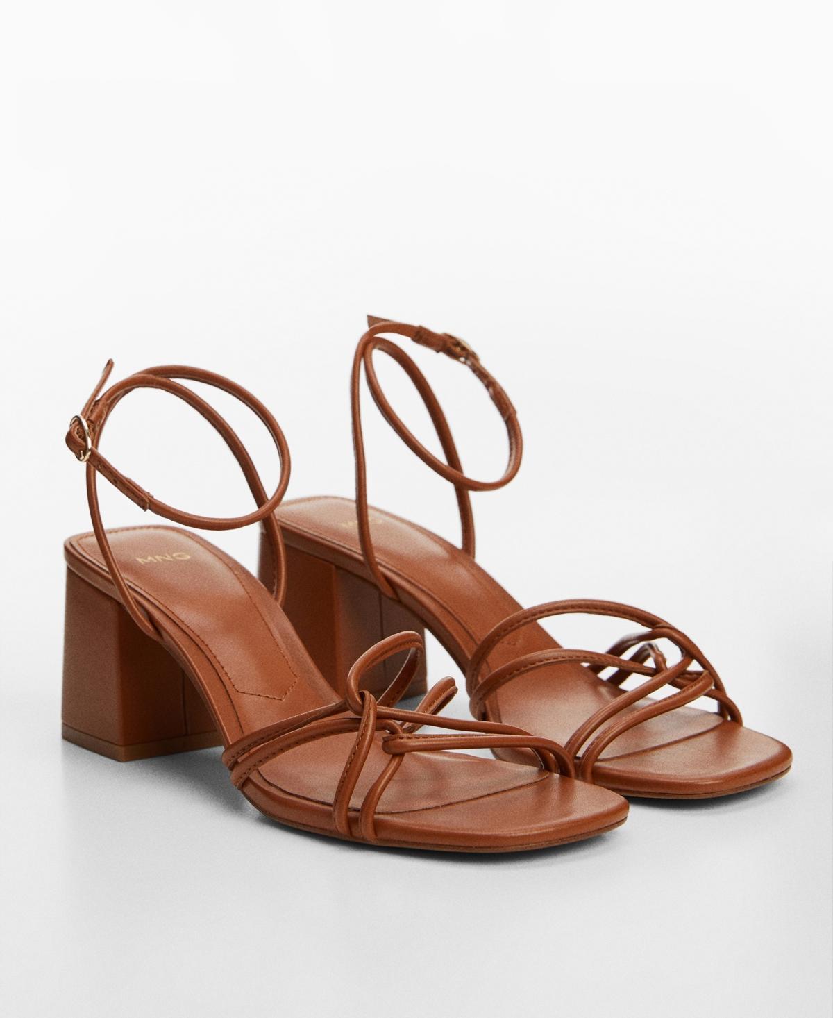 MANGO - Metallic strappy heeled sandal leatherWomen product image