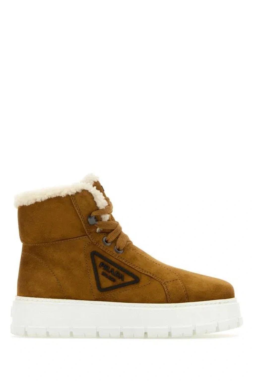 Camel Suede Ankle Boots In Light Brown Product Image