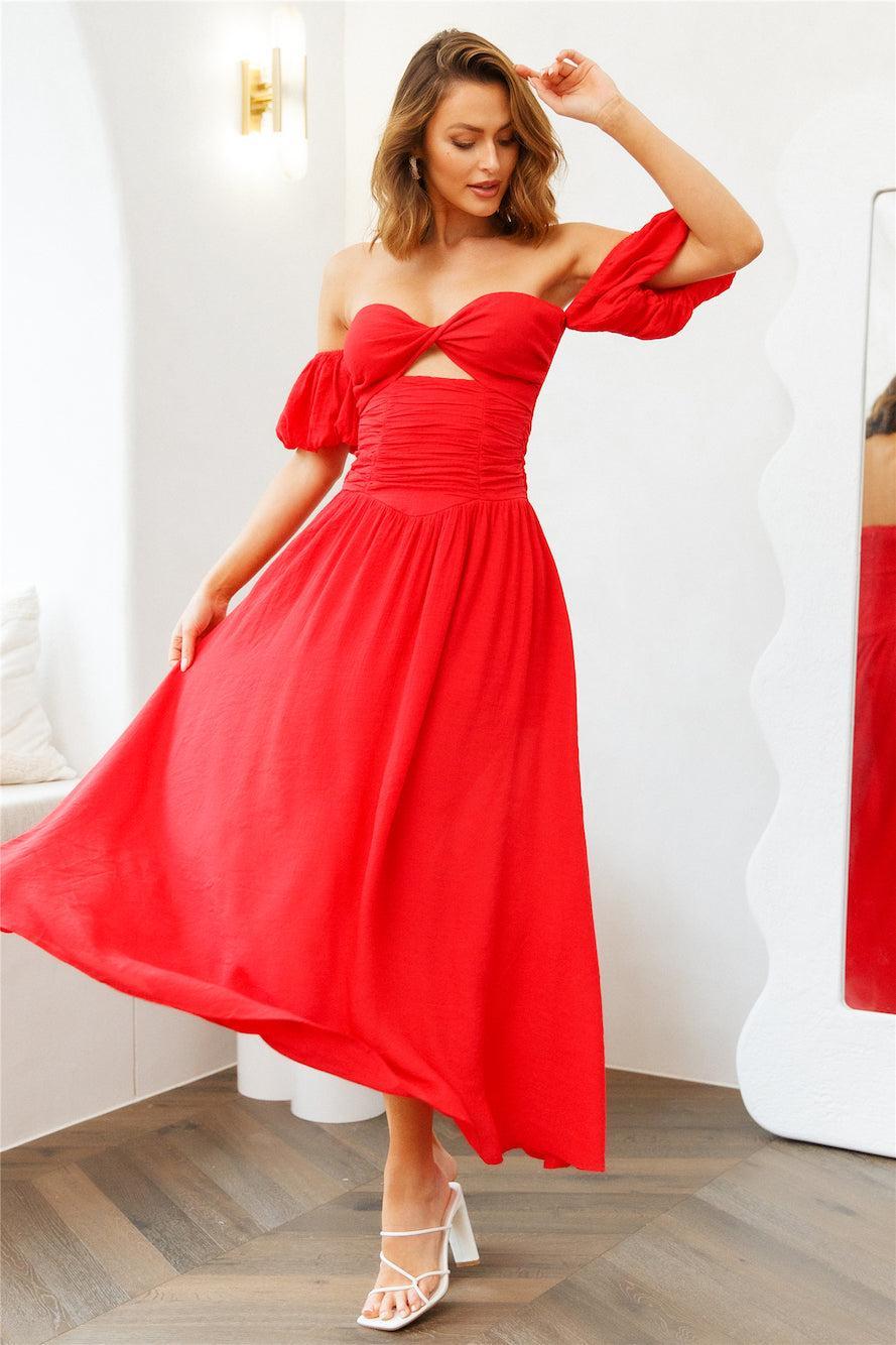 Nightly Dates Midi Dress Red Product Image