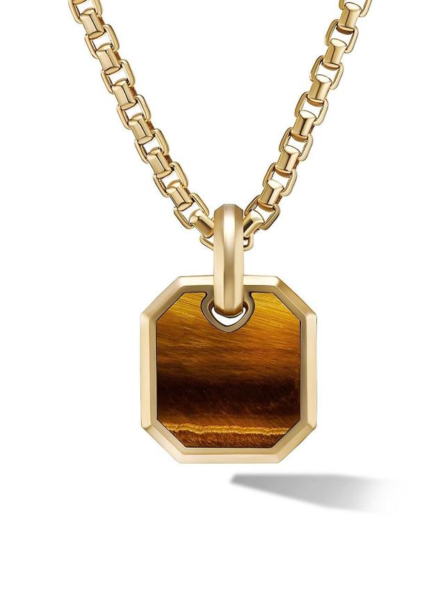 David Yurman Mens Roman Amulet in 18K Yellow Gold with Tigers Eye, 15mm Product Image