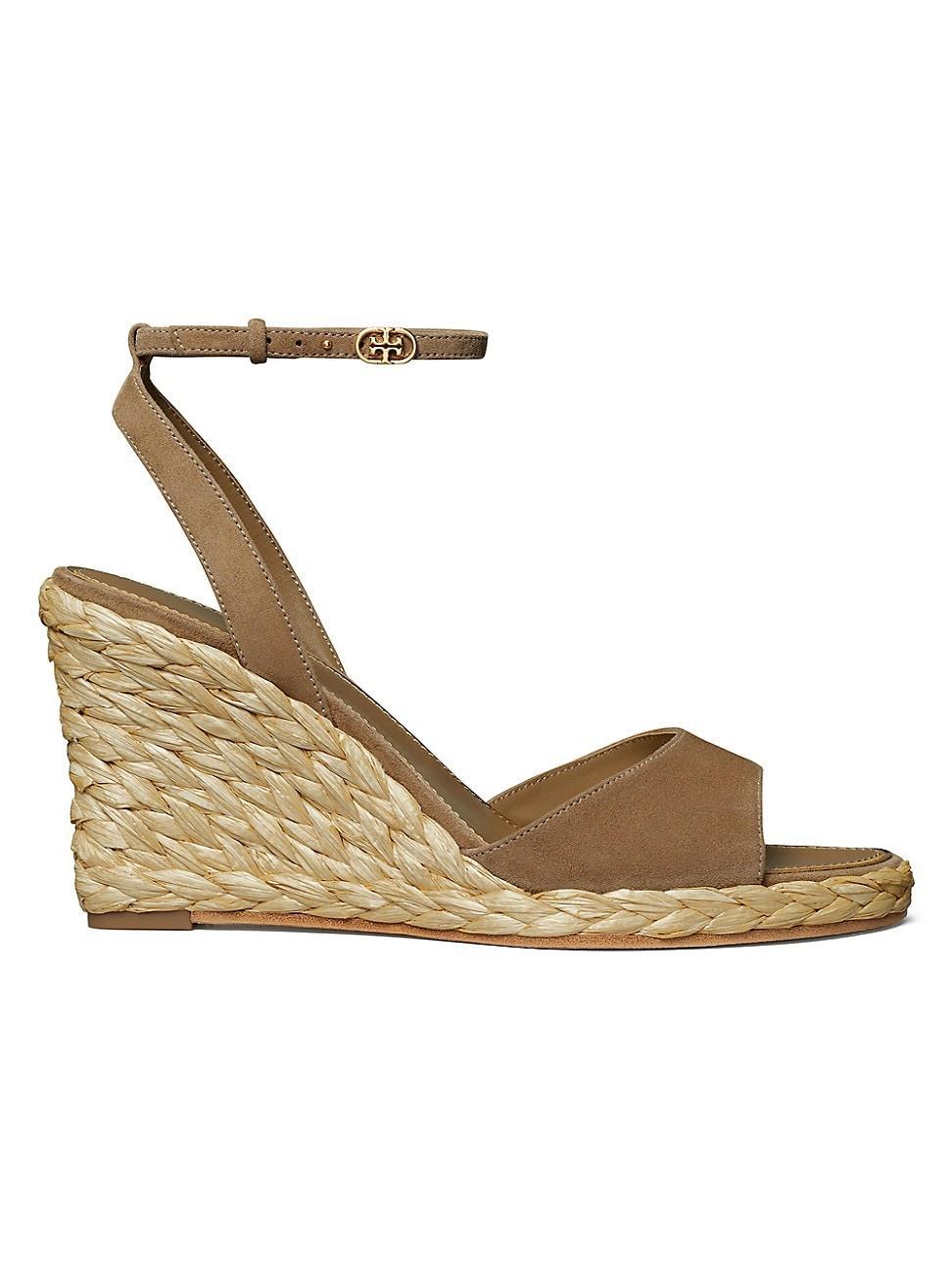 Tory Burch Womens Double T Ankle Strap Espadrille Wedge Sandals Product Image