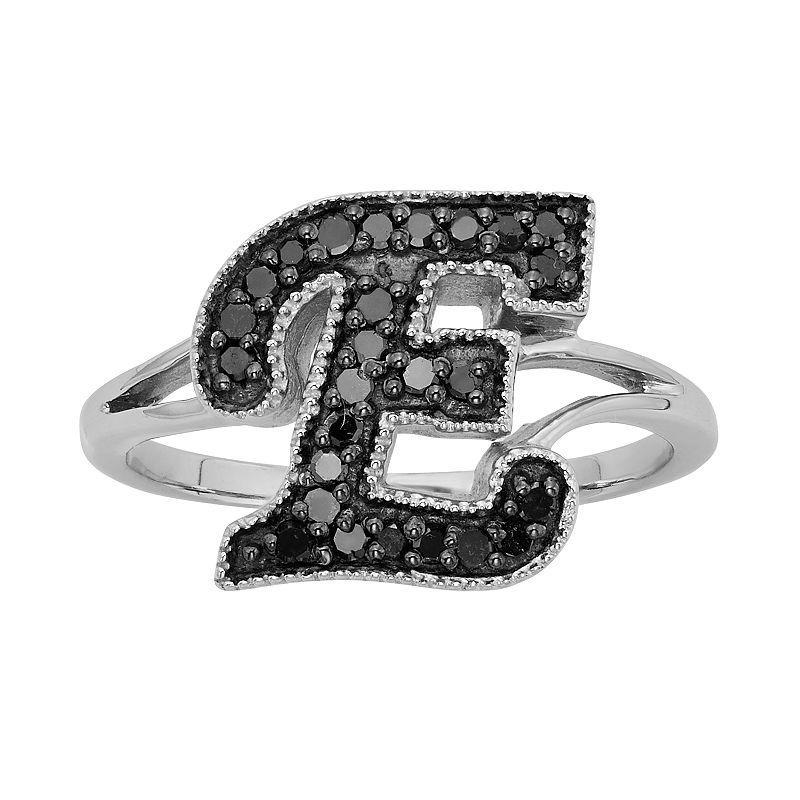 Jewelexcess Sterling Silver 1/4-ct. T.W. Black Diamond Initial Ring, Womens Product Image