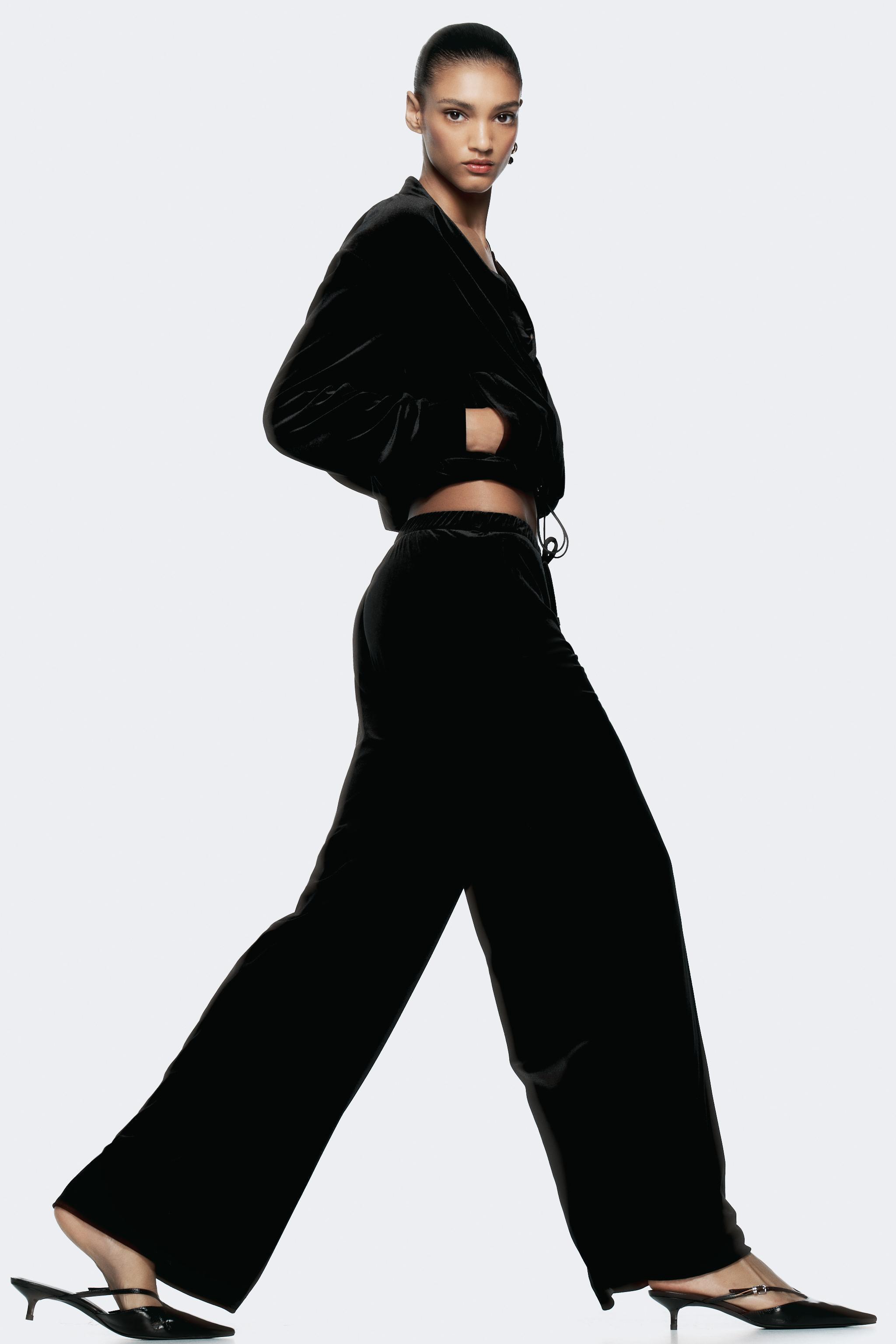 WIDE LEG VELVET PANTS Product Image