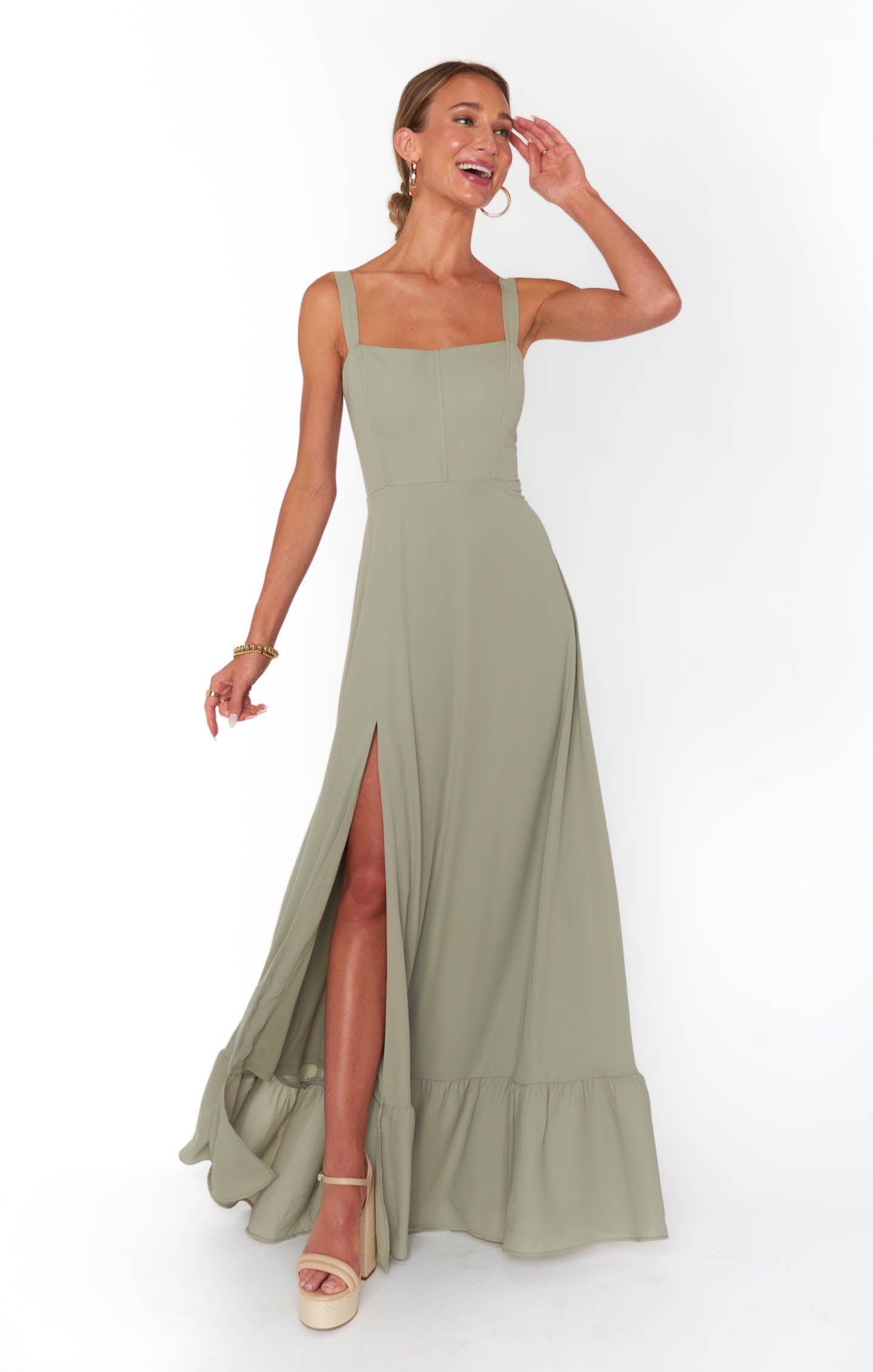 Clarissa Corset Dress ~ Moss Green Crisp Product Image