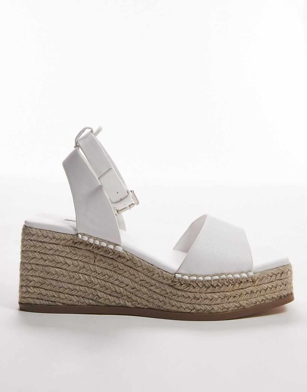 Topshop Wide Fit Jessie platform two-part sandals in white Product Image