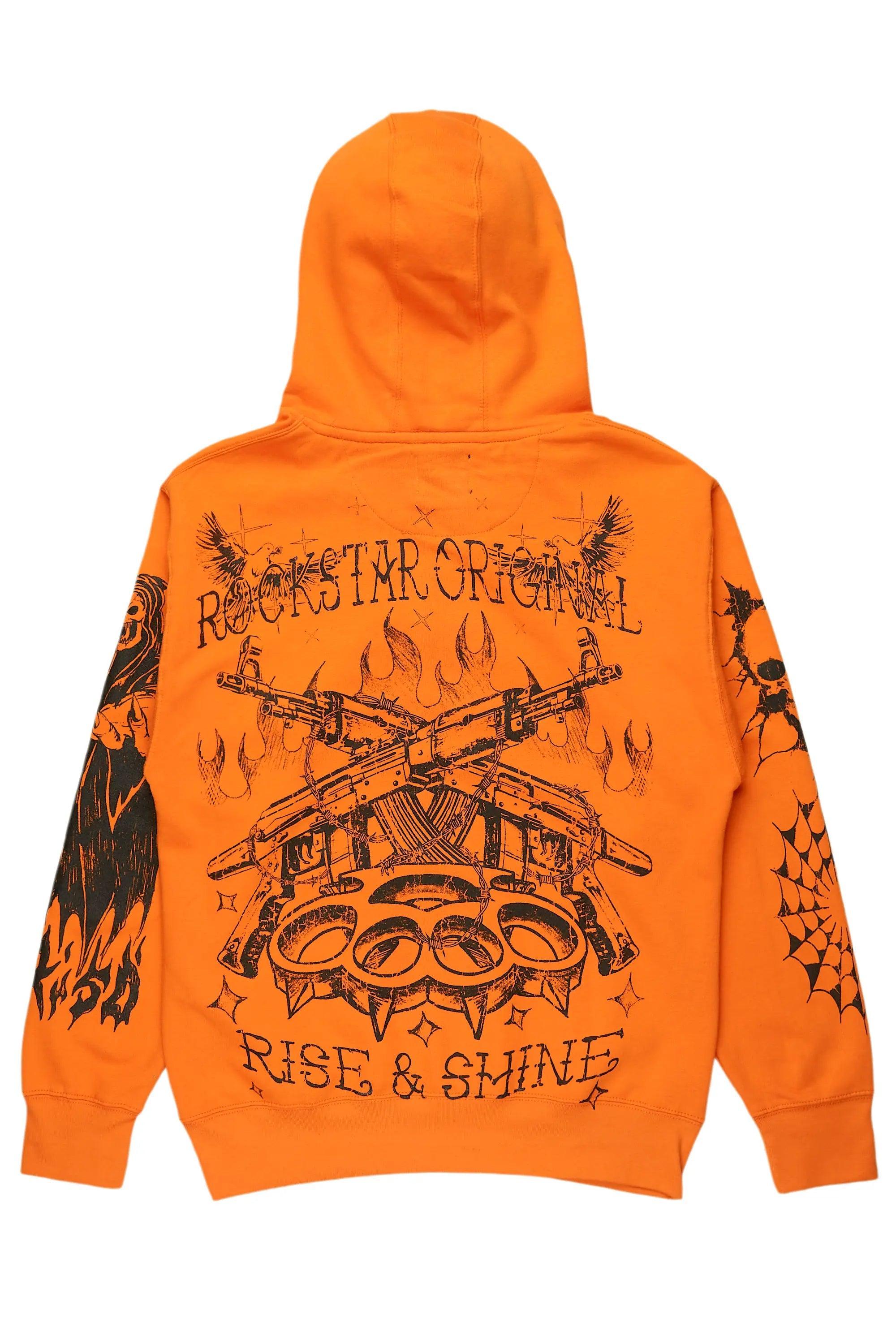 Pogboom Orange Graphic Hoodie Male Product Image