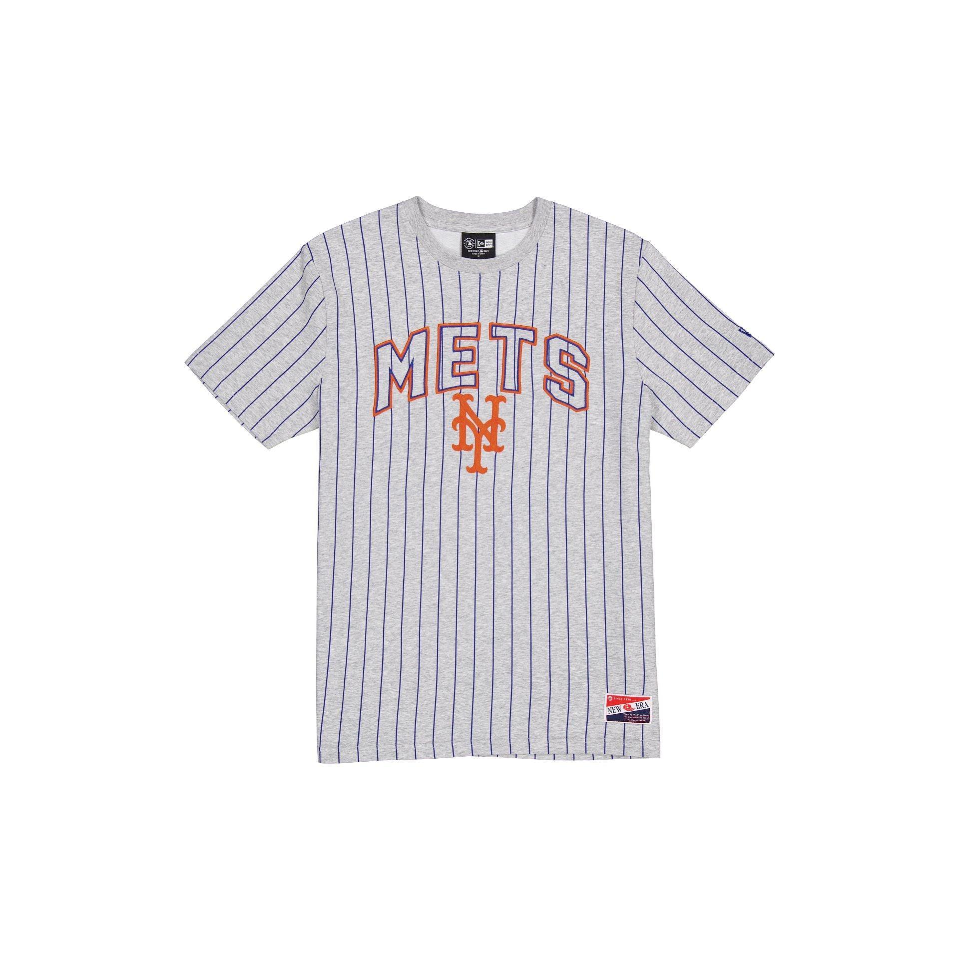 New York Mets Throwback Gray Pinstripe T-Shirt Male Product Image