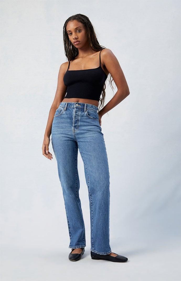 Women's Stretch Dark Indigo Dad Jeans Product Image