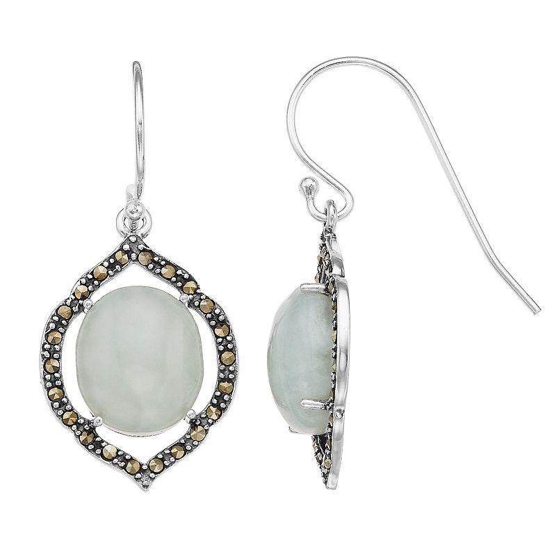 Tori Hill Marcasite & Jade Moroccan Drop Earrings, Womens, Silvertone Product Image