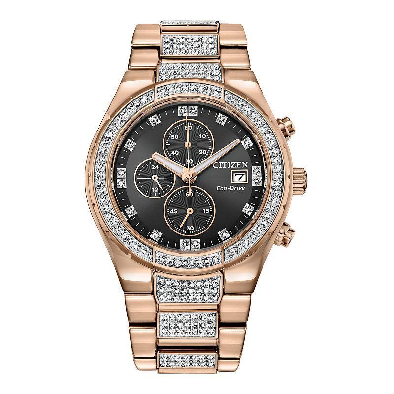 Mens Citizen Eco-Drive Crystal Chronograph Watch - CA0753-55E Two Tone Product Image