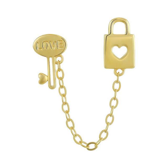 Forever 14K 14k Gold Chain Lock & Key Single Earring, Womens, Yellow Product Image