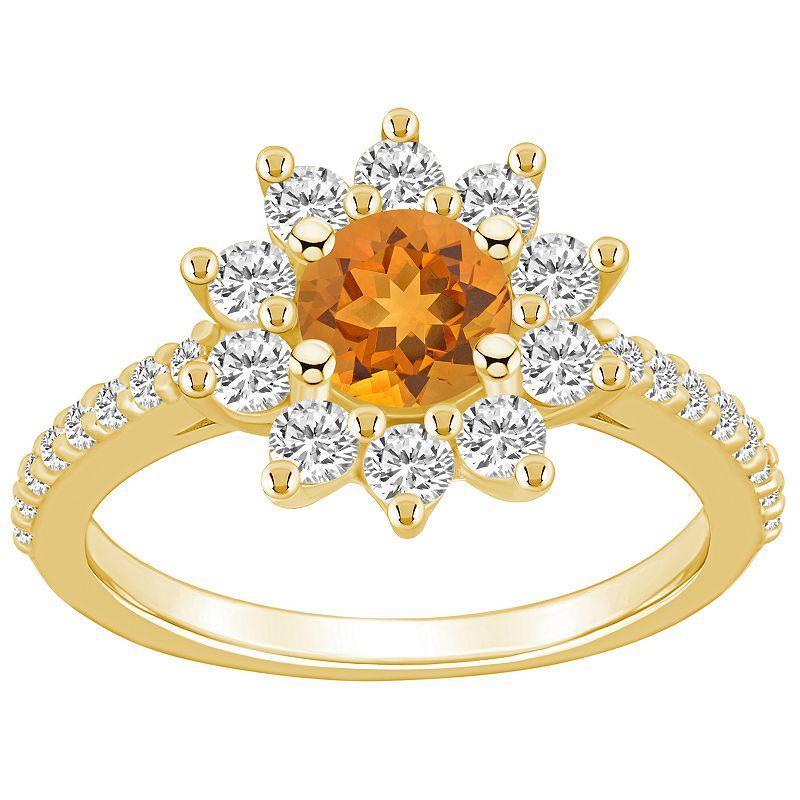 Alyson Layne 14k Gold Citine & 3/4 Carat T.W. Diamond Halo Ring, Womens Orange Product Image