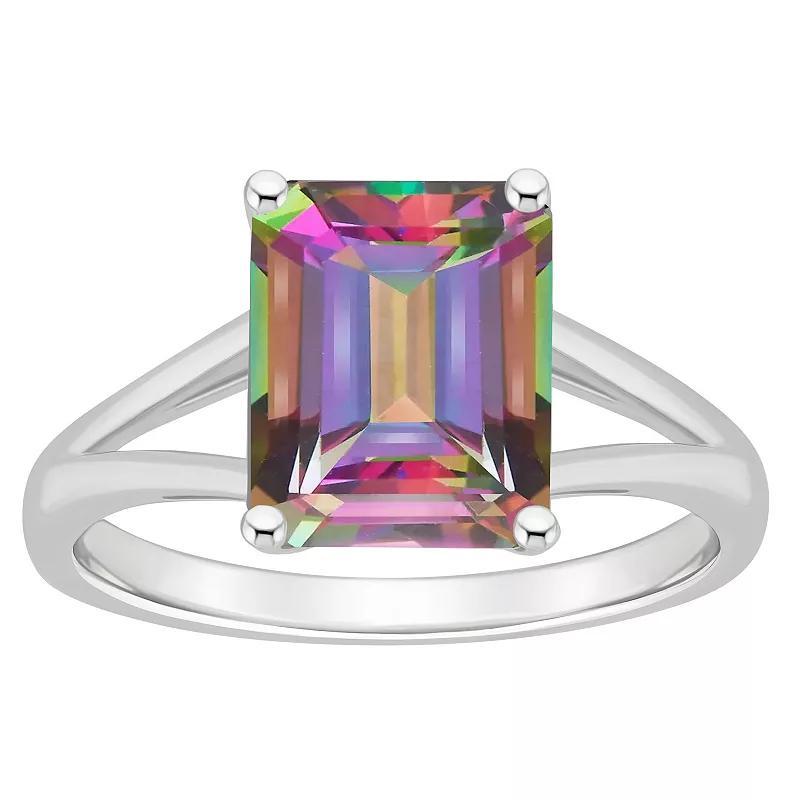 Alyson Layne Sterling Silver Emerald Cut Mystic Topaz Ring, Womens Product Image