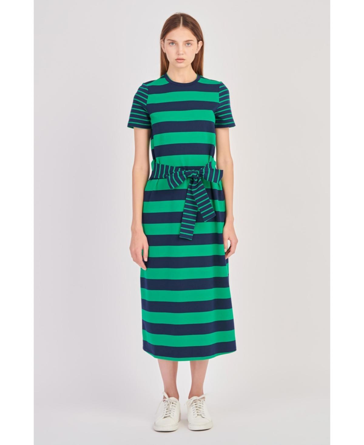 Women's Contrast Stripe Knit Midi Dress Product Image