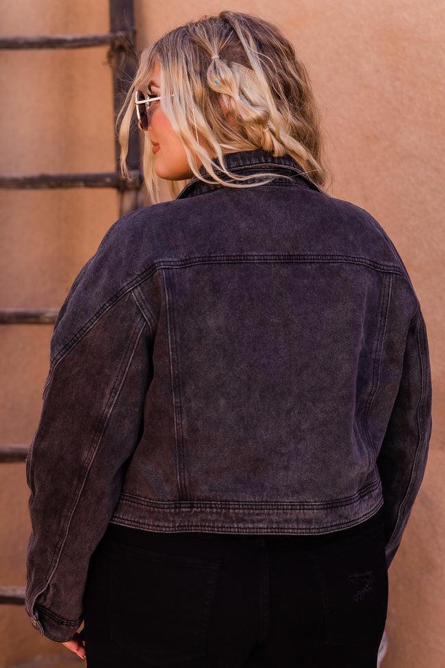 Walk The Walk Black Acid Wash Denim Jacket Product Image