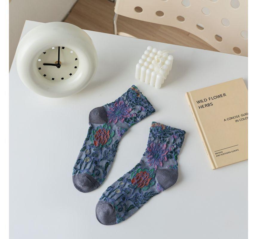 Floral Jacquard Socks Product Image