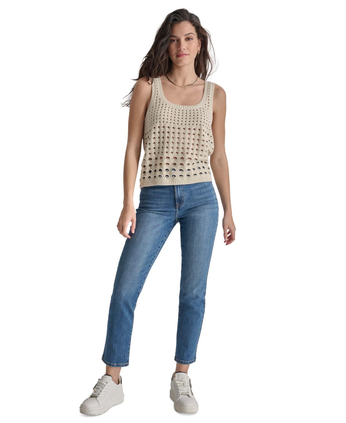 Dkny Womens Cotton Open-Stitch Sweater Tank Top Product Image