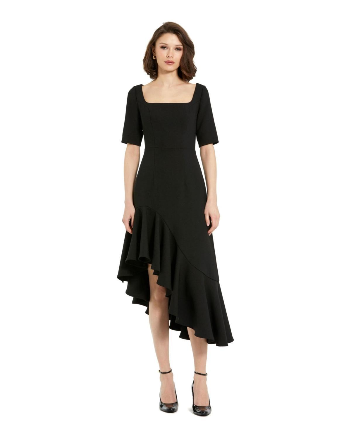 Womens Crepe Asymmetric Midi-Dress Product Image