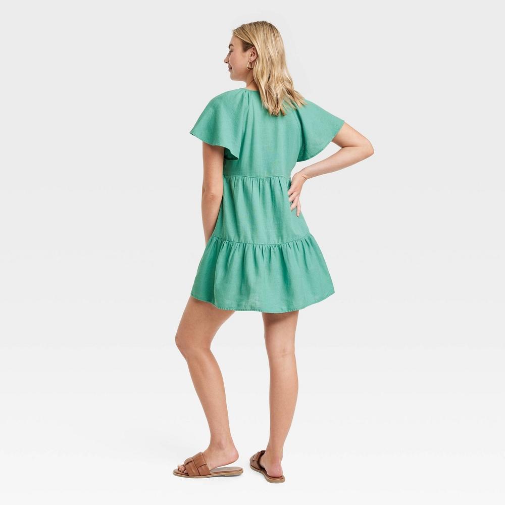 Womens Flutter Short Sleeve Mini Skater Dress - Universal Thread Green Product Image