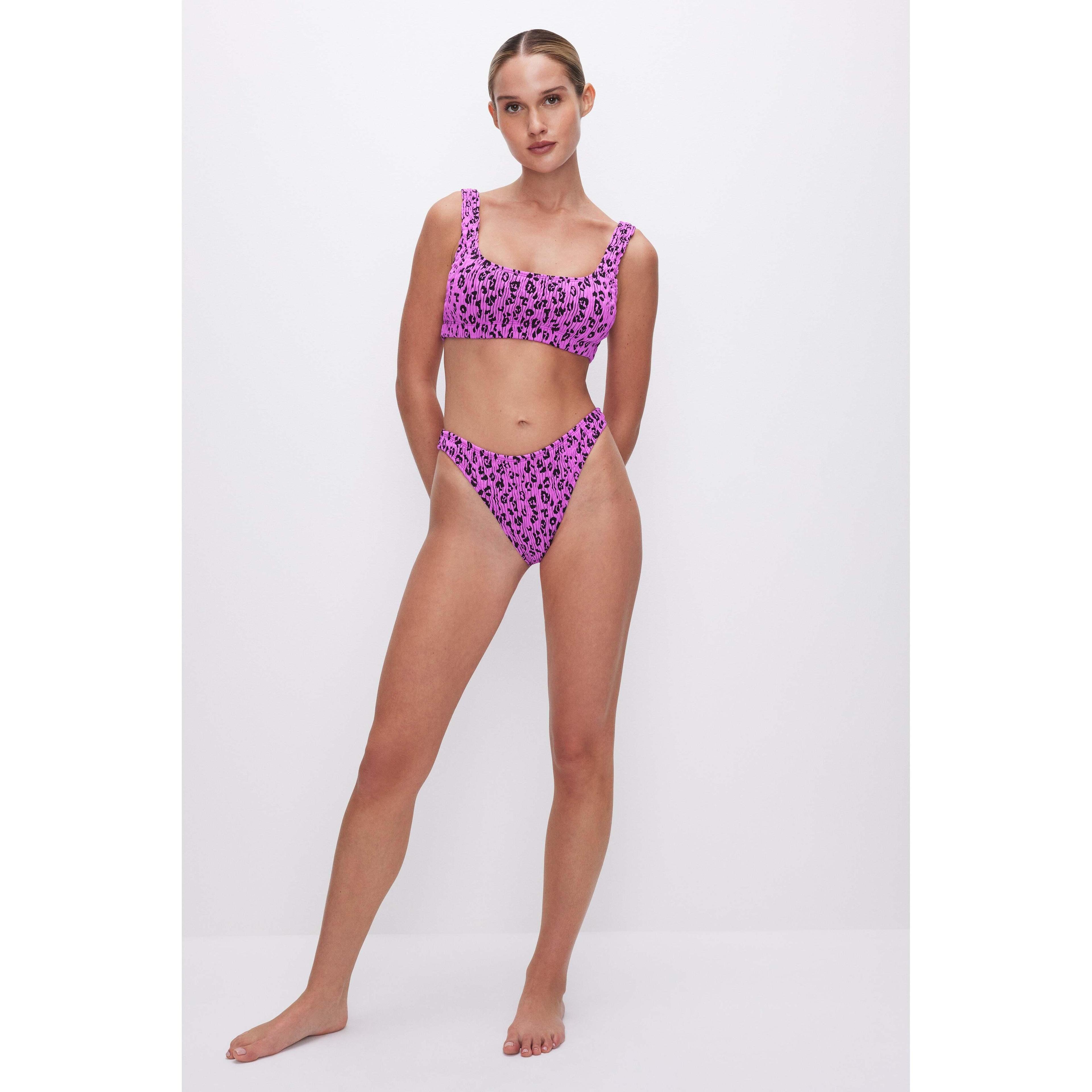 Womens Always Fits Cheeky Bikini Bottom | Lollipop Leopard Size L/XL | Good American by Khlo Kardashian Product Image