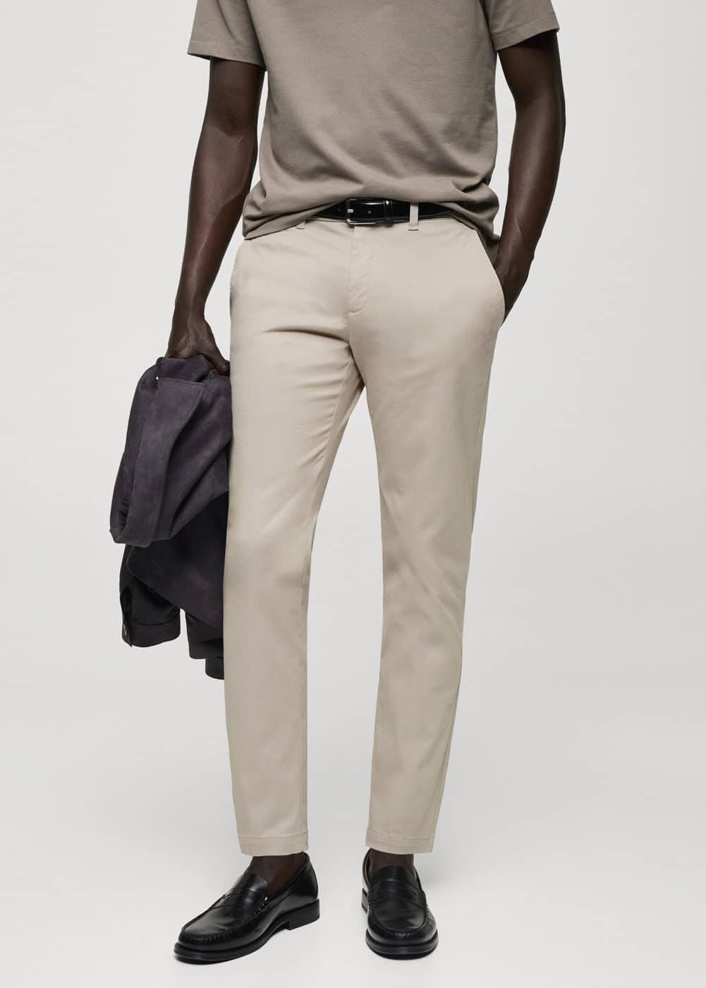 MANGO MAN - Cotton tapered crop pants greyMen Product Image