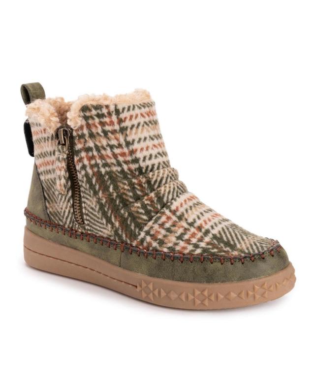 MUK LUKS Street Richmond Womens Ankle Boots Green Plaid Product Image