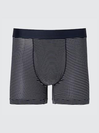 Mens Airism Striped Boxer Briefs with Deodorizing Blue XL UNIQLO US Product Image