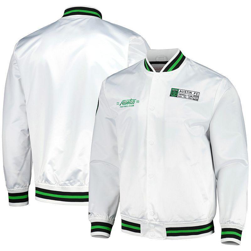 Mens Mitchell & Ness White Austin FC City Full-Snap Satin Jacket Product Image