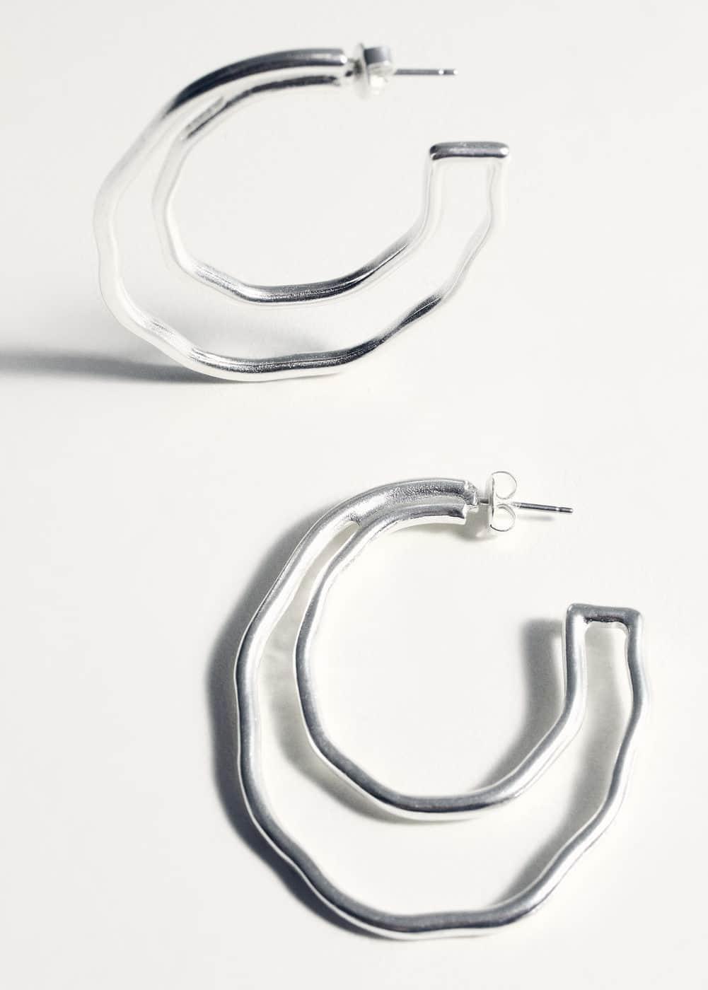 MANGO - Irregular double hoop earrings - One size - Women Product Image