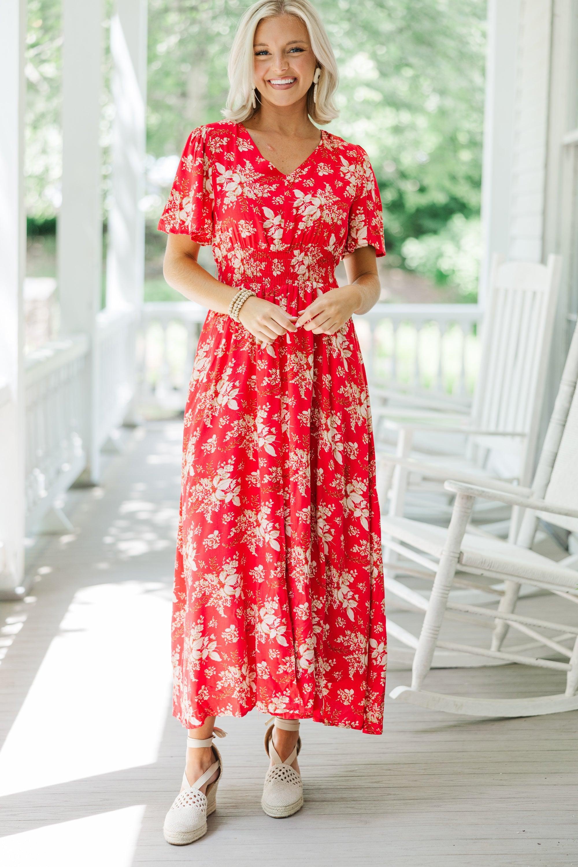 Keep You Close Red Floral Maxi Dress Female Product Image