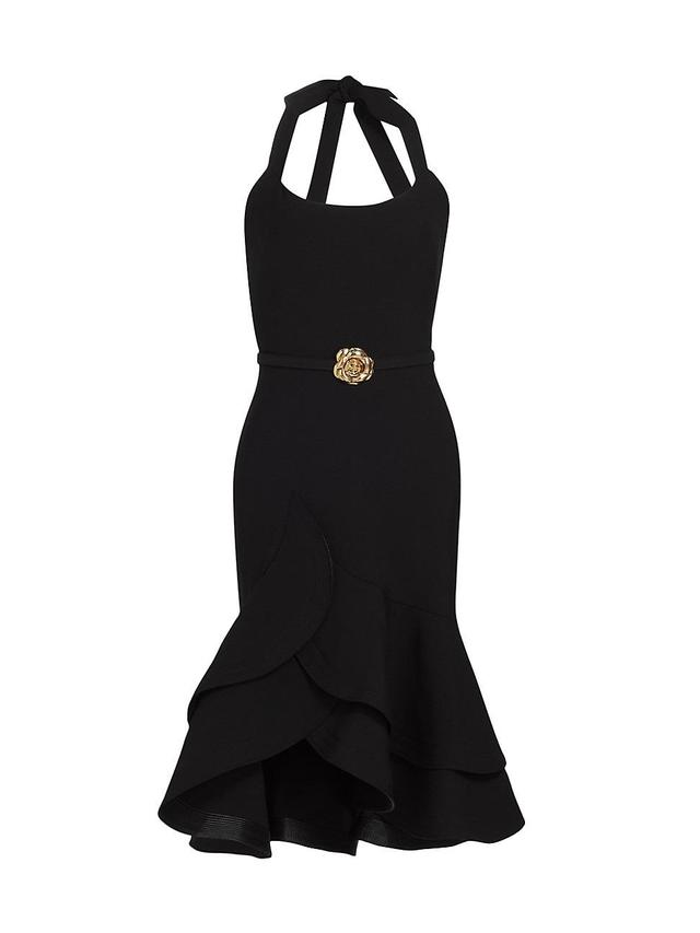 Oscar de la Renta Tiered Ruffle Halter Dress Product Image