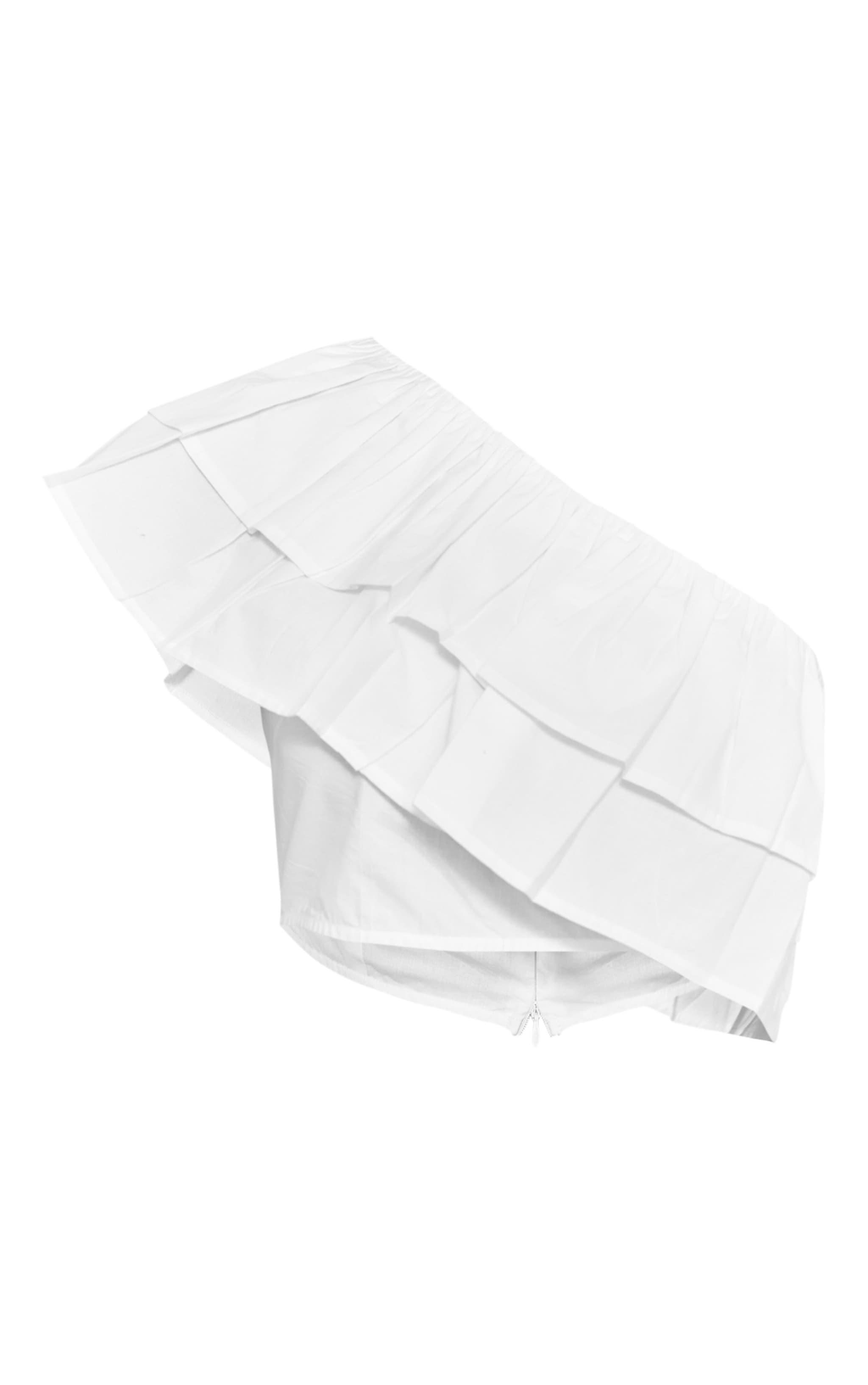 White Ruffle One Shoulder Crop Product Image