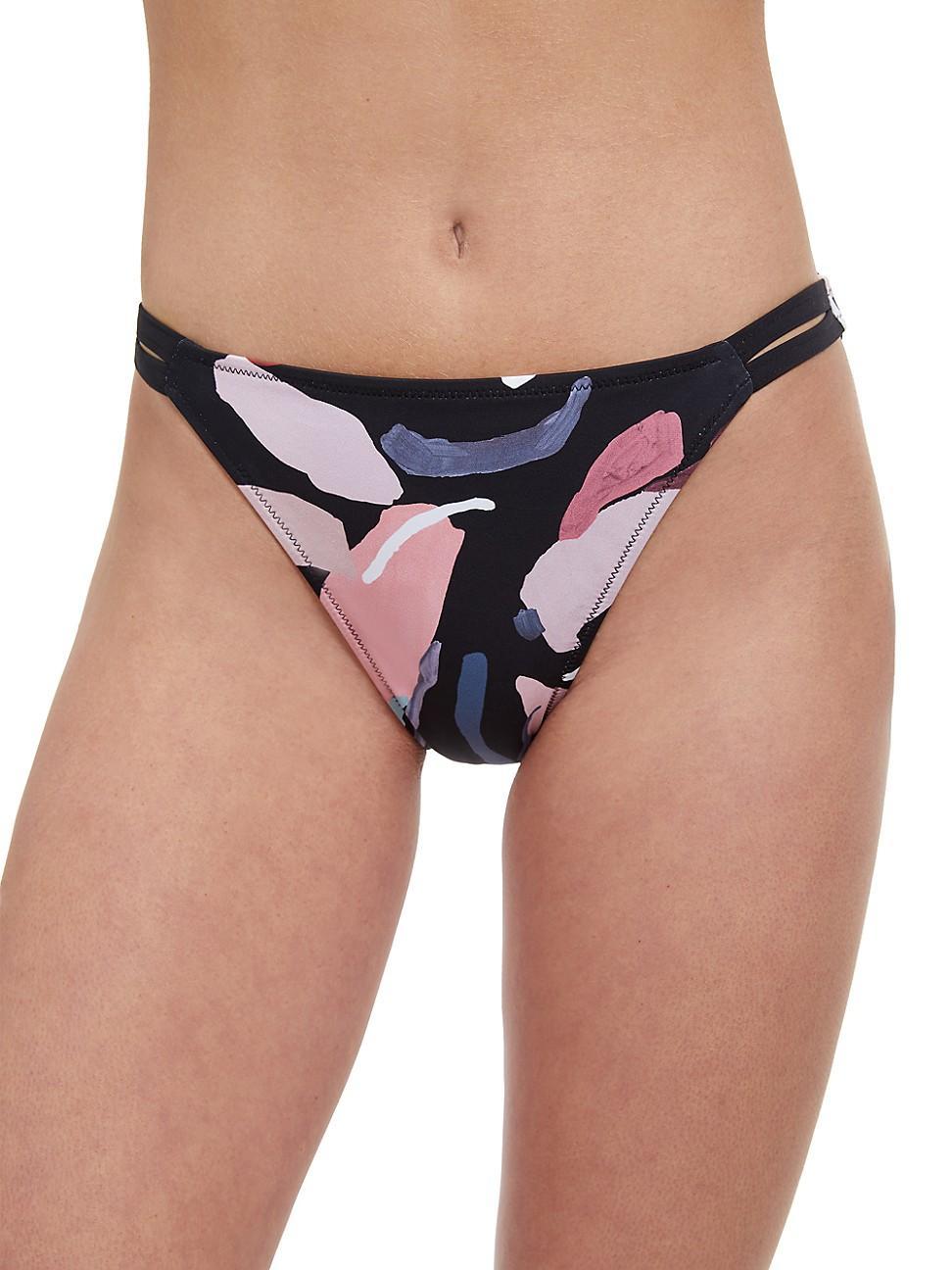 Womens Printed Mid-Rise Bikini Bottom Product Image