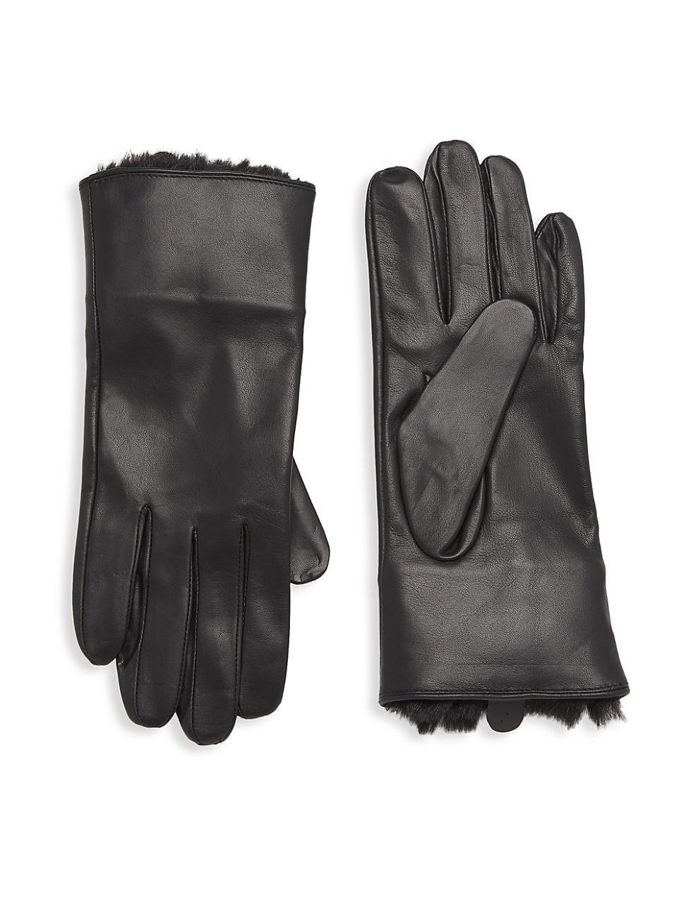 Womens Faux Fur-Lined Leather Gloves Product Image