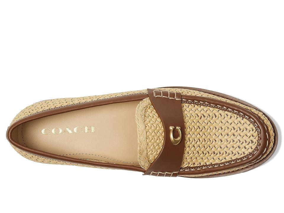 COACH Jolene Raffia Loafer (Natural/Saddle) Women's Flat Shoes Product Image