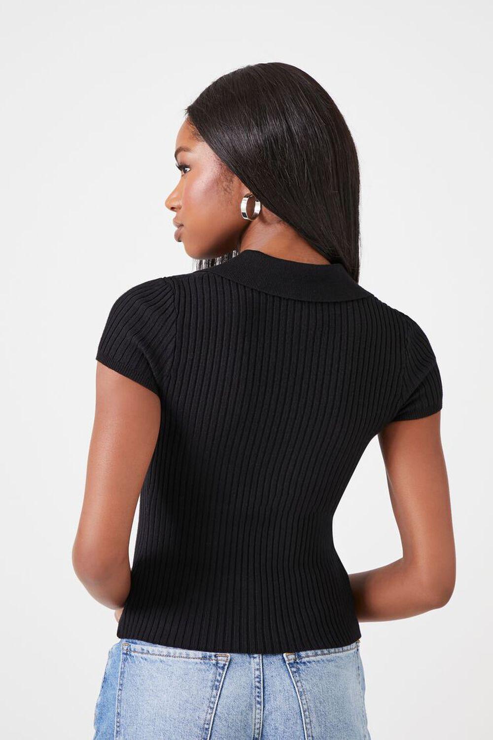 Sweater-Knit Split-Neck Top | Forever 21 Product Image