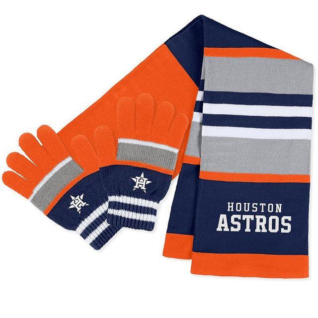 Womens WEAR by Erin Andrews Houston Astros Stripe Glove & Scarf Set Product Image