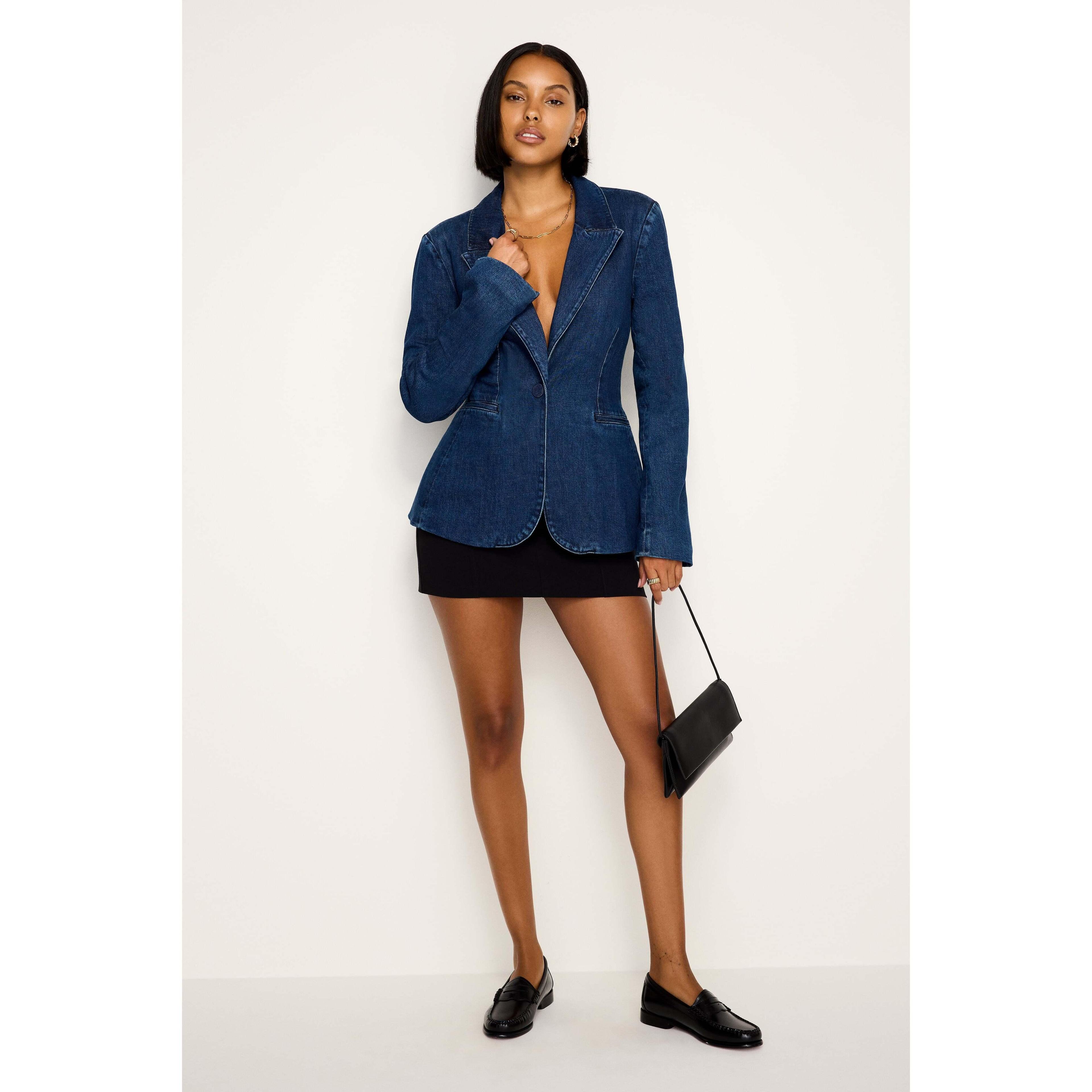 Womens Denim Sculpted Blazer | | Good American by Khlo Kardashian product image