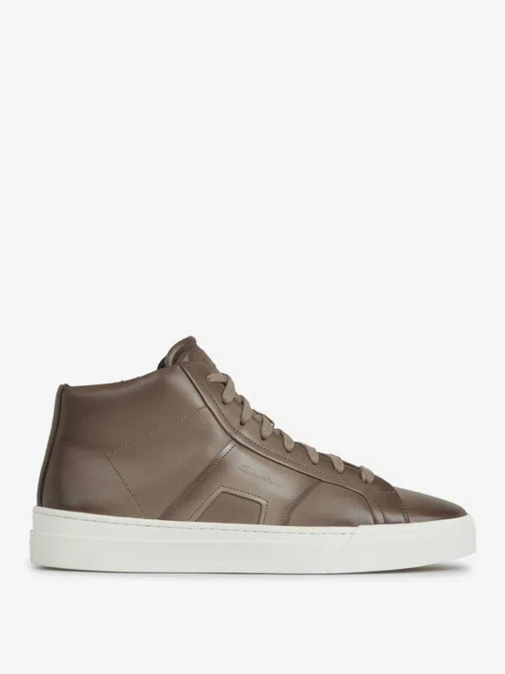 SANTONI Double Buckle Sneakers In Brown product image