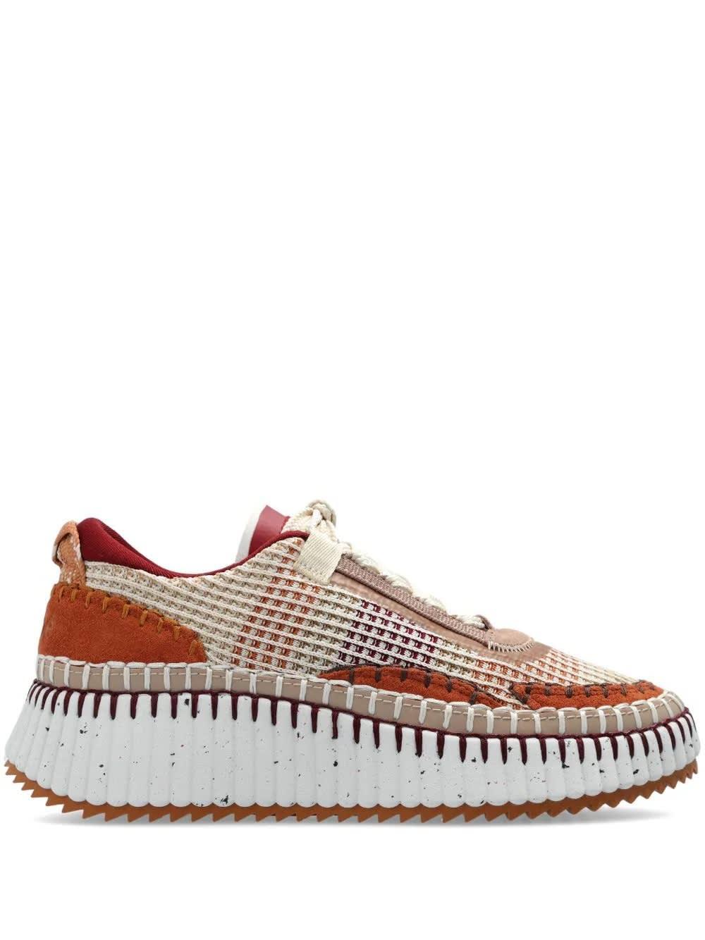 CHLOÉ Nama Sneaker Brown Size 12 100% Polyester, Bovine Leather Product Image