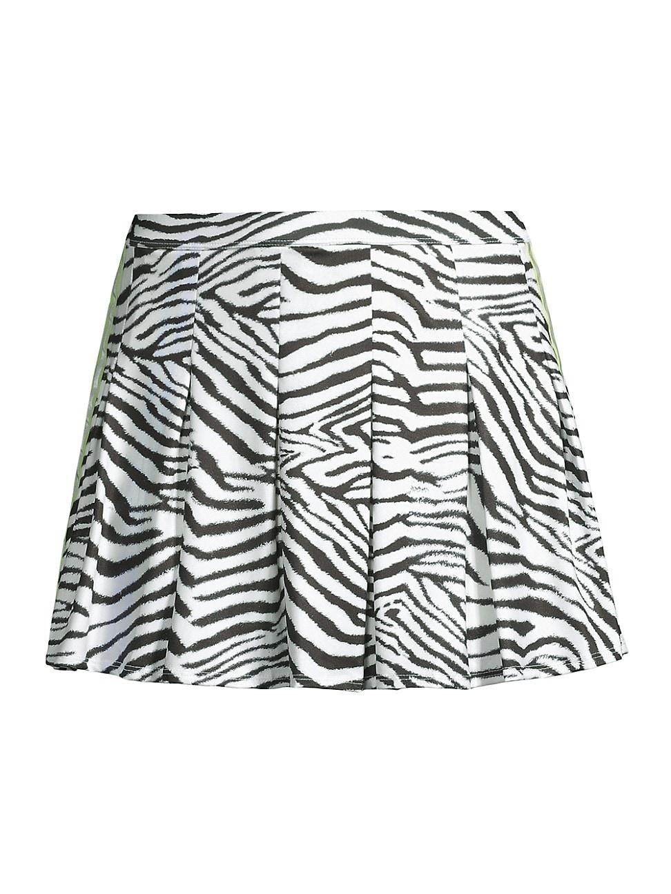 Womens Novelty Print Zebra Pleated Miniskirt Product Image