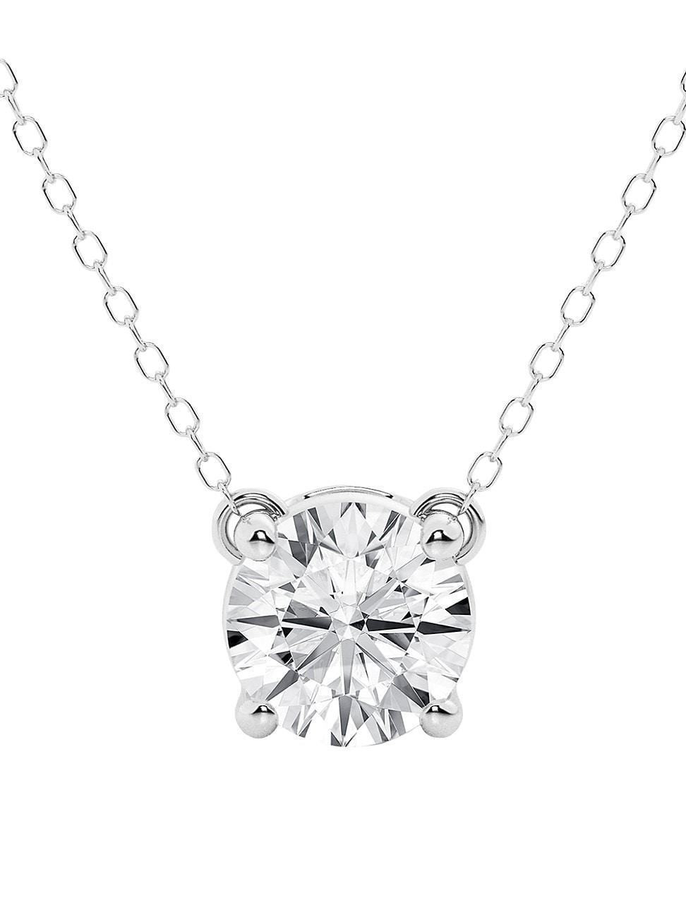 Womens 14K White Gold & 1 TCW Lab-Grown Diamond Pendant Necklace Product Image