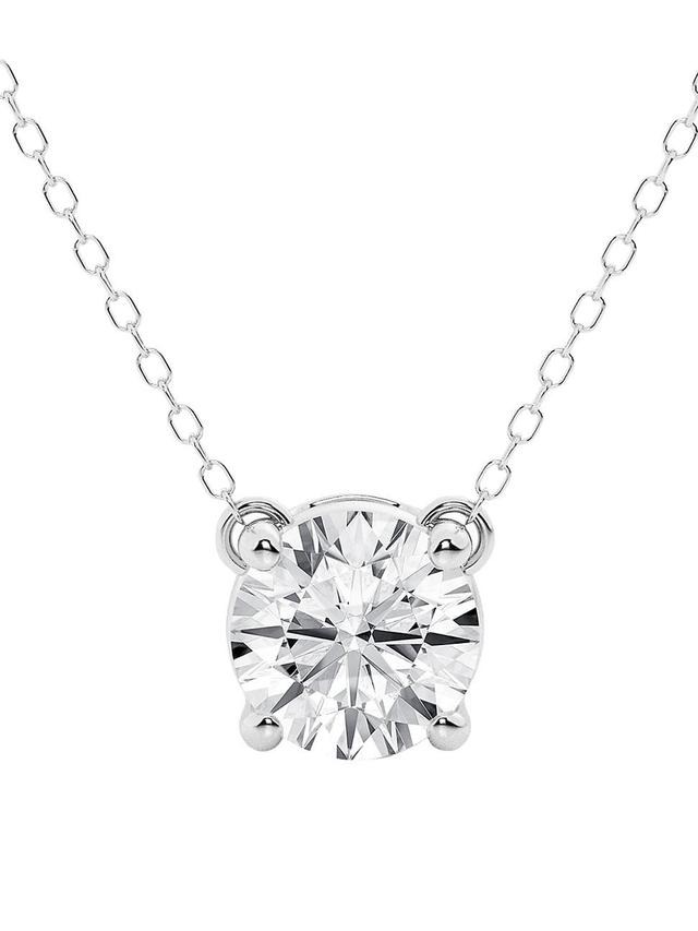 Womens 14K White Gold & 1 TCW Lab-Grown Diamond Pendant Necklace Product Image